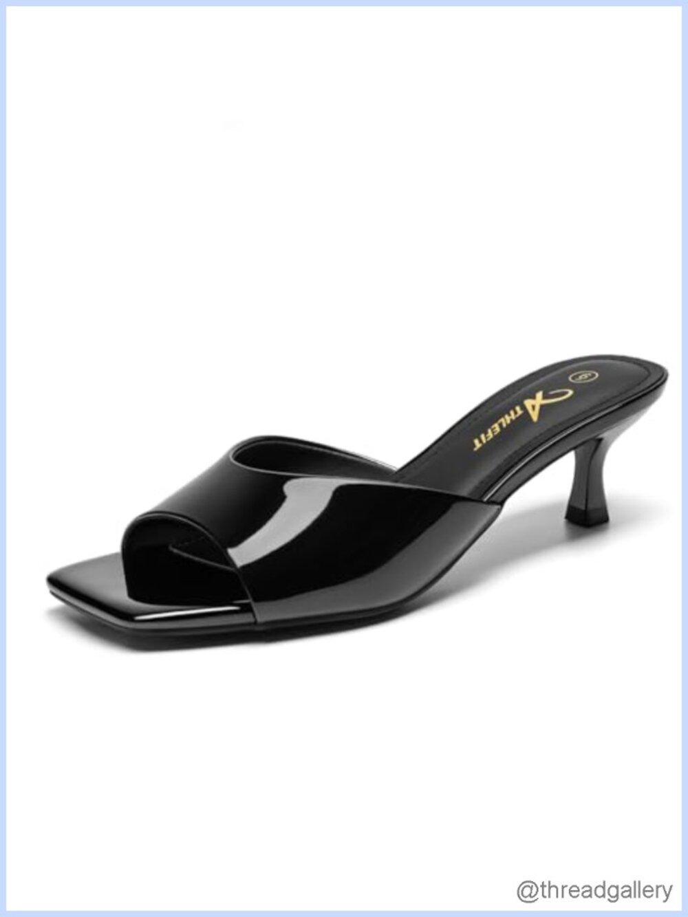 Athlefit Kitten Heels Square Toe Heeled Sandals Slip On Comfort Party Office